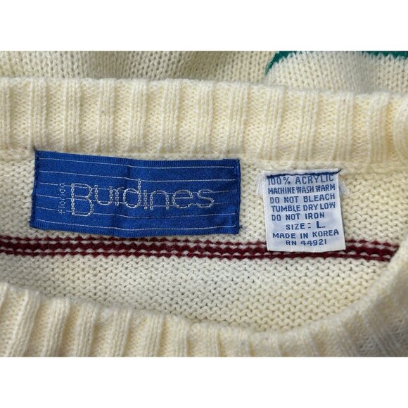 Vintage Burdines Yellow Striped Knit Sweater Crewneck Long Sleeve Sz M - Picture 5 of 8